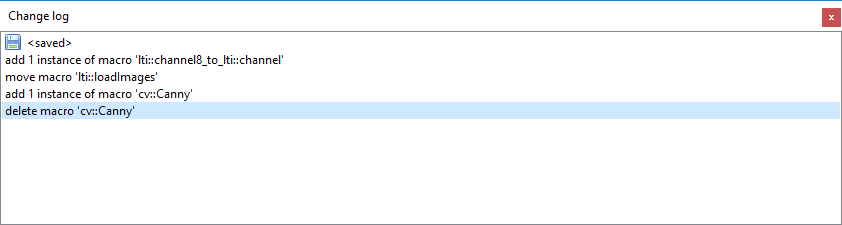 Change log docking window