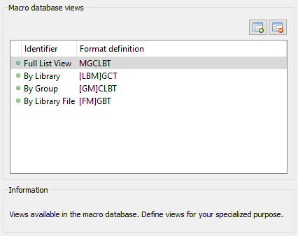 Settings page for view definition